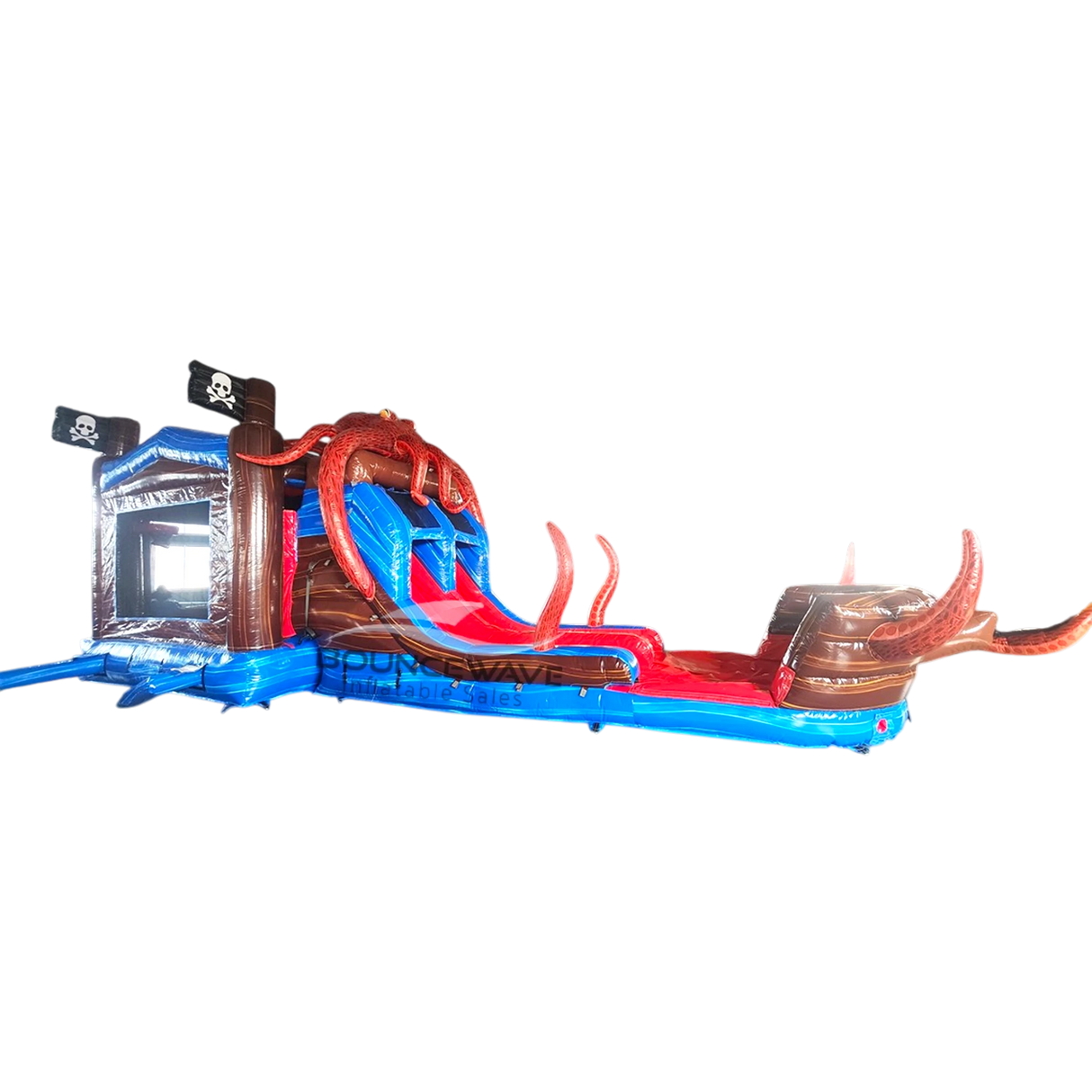 Tentacle Typhoon Dual Lane Bounce House with Slide - Inflated Splash Pad (Wet/Dry) - BounceWave Inflatable Sales