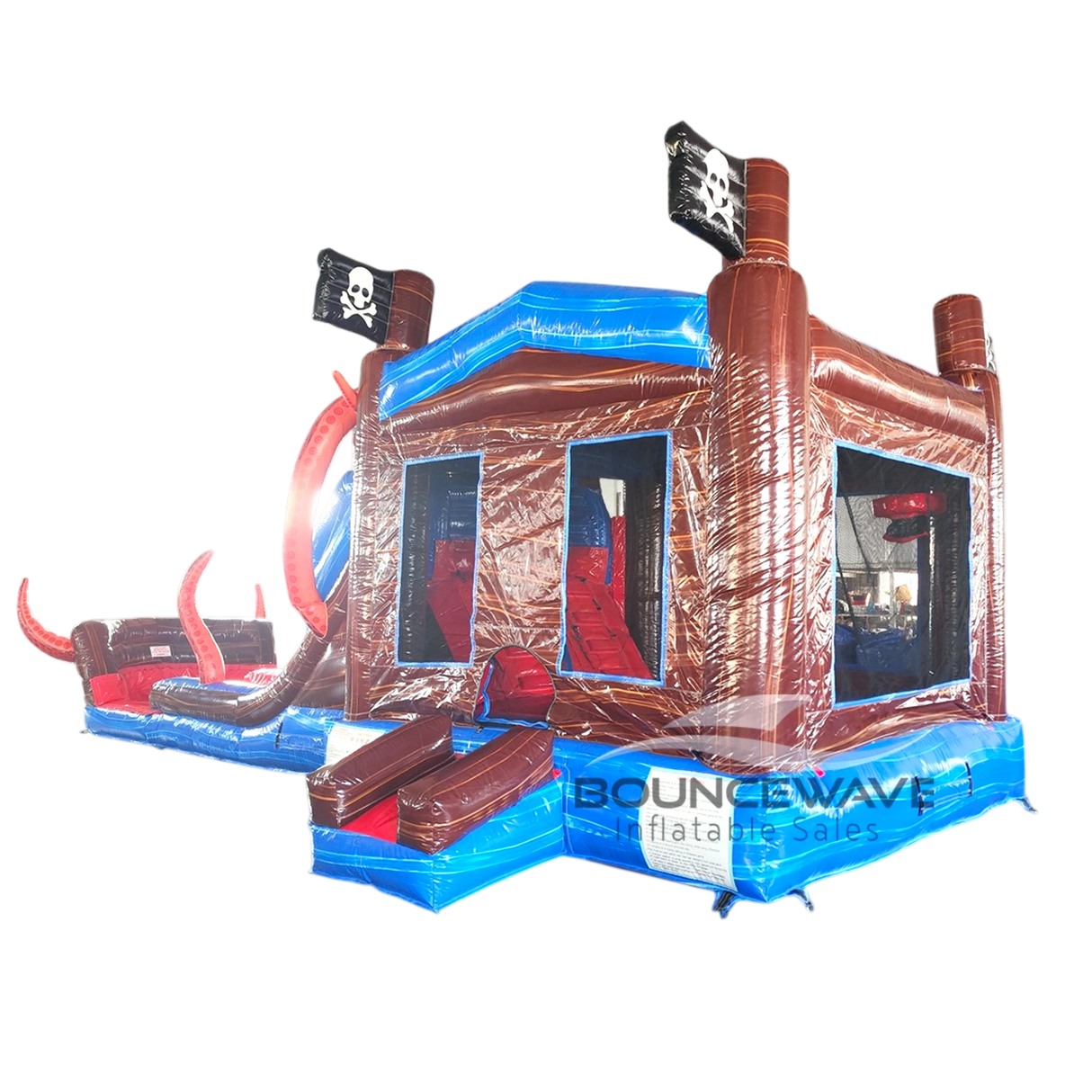 Tentacle Typhoon Dual Lane Bounce House with Slide - Inflated Splash Pad (Wet/Dry) - BounceWave Inflatable Sales