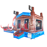 Tentacle Typhoon Dual Lane Bounce House with Slide - Inflated Splash Pad (Wet/Dry) - BounceWave Inflatable Sales