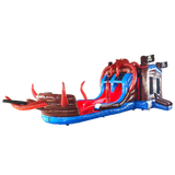 Tentacle Typhoon Dual Lane Bounce House with Slide - Inflated Splash Pad (Wet/Dry) - BounceWave Inflatable Sales