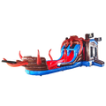 Tentacle Typhoon Dual Lane Bounce House with Slide - Inflated Splash Pad (Wet/Dry)