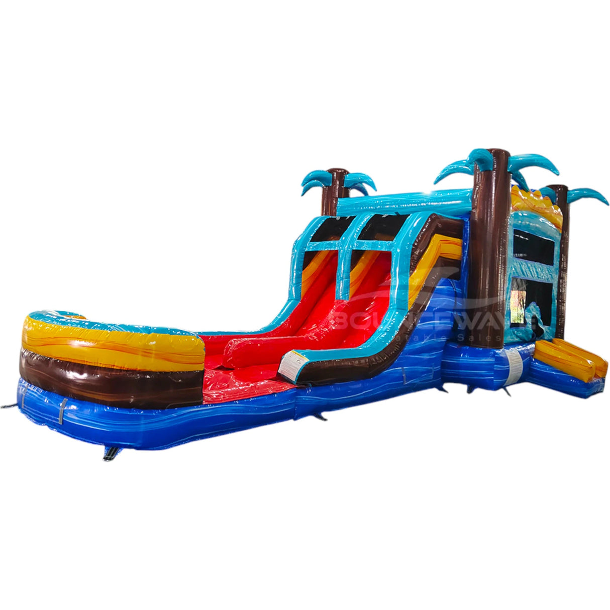 Tropic Shock Dual Lane Bounce House with Slide (Wet/Dry) - BounceWave Inflatable Sales