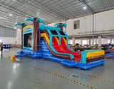 Tropic Shock Dual Lane Bounce House with Slide (Wet/Dry) - BounceWave Inflatable Sales