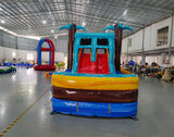 Tropic Shock Dual Lane Bounce House with Slide (Wet/Dry) - BounceWave Inflatable Sales