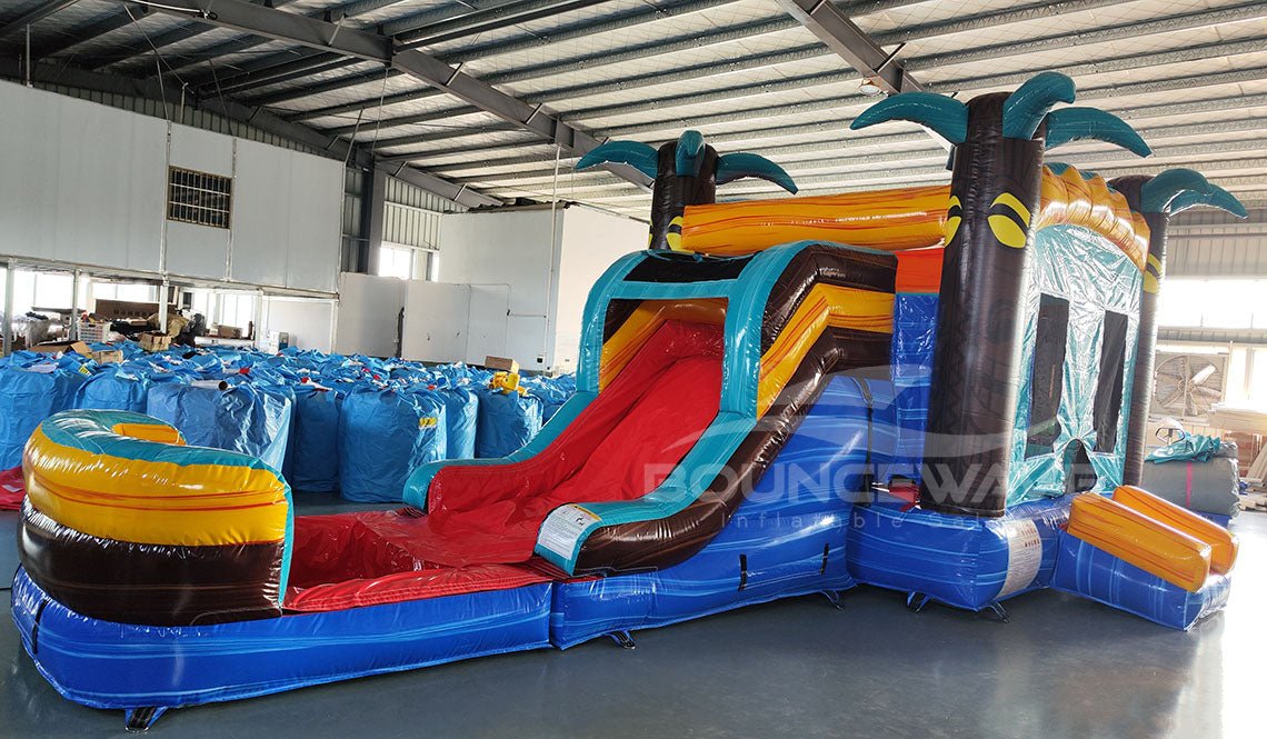 Tropic Shock Single Lane Commercial Inflatable Combo (Wet/Dry) - BounceWave Inflatable Sales