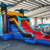 Tropic Shock Single Lane Commercial Inflatable Combo (Wet/Dry) - BounceWave Inflatable Sales
