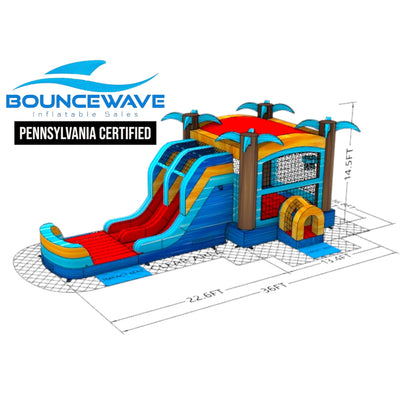 Tropic Shock XL Dual Lane Inflatable Combo PA Certified - BounceWave Inflatable Sales