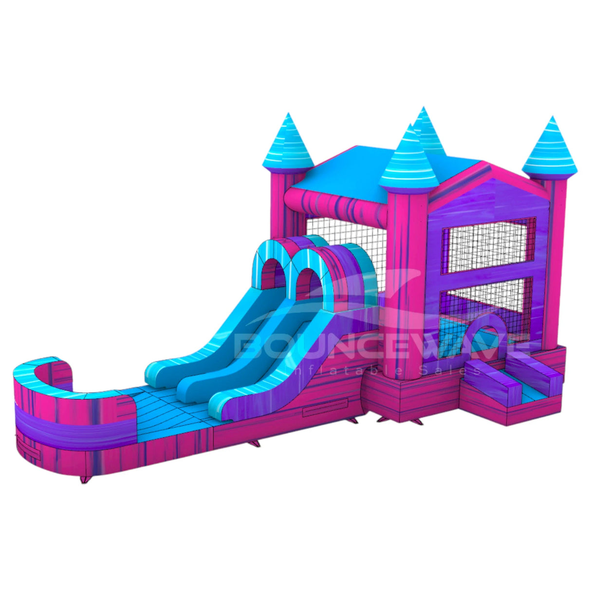 UltraShock PowerPlay Dual Lane Bounce House with Slide Combo - BounceWave Inflatable Sales