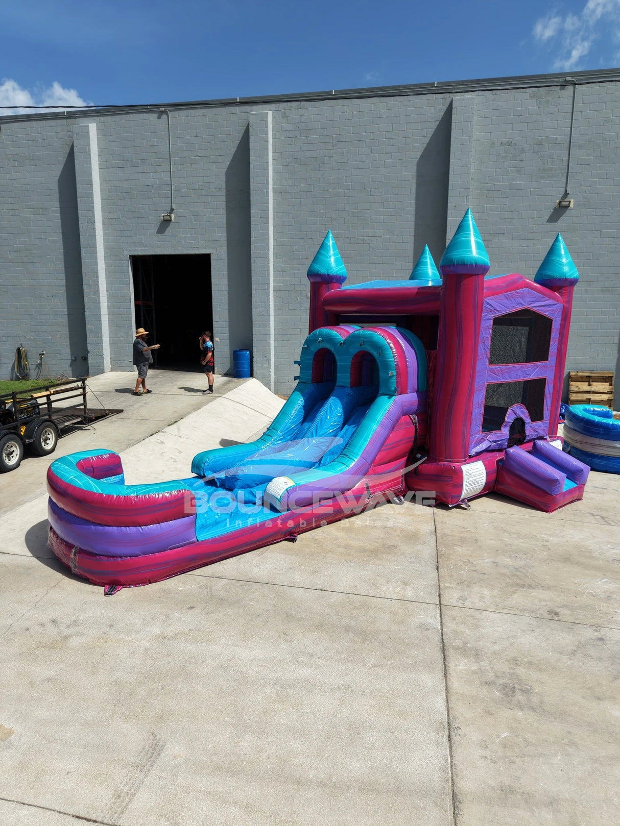 UltraShock PowerPlay Dual Lane Bounce House with Slide Combo - BounceWave Inflatable Sales