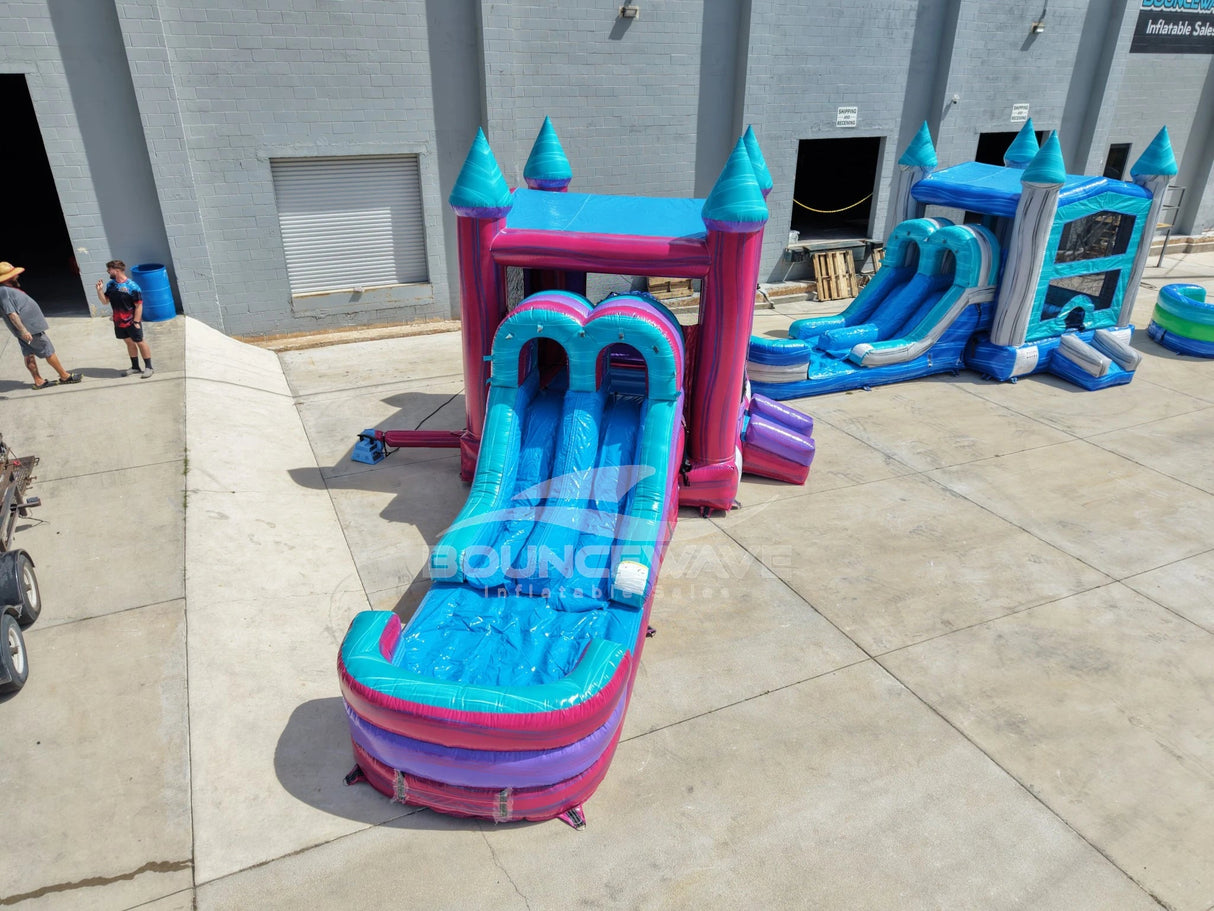 UltraShock PowerPlay Dual Lane Bounce House with Slide Combo - BounceWave Inflatable Sales